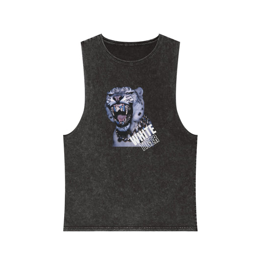 Unisex Graphic Tank Top with Fierce White Tiger Design
