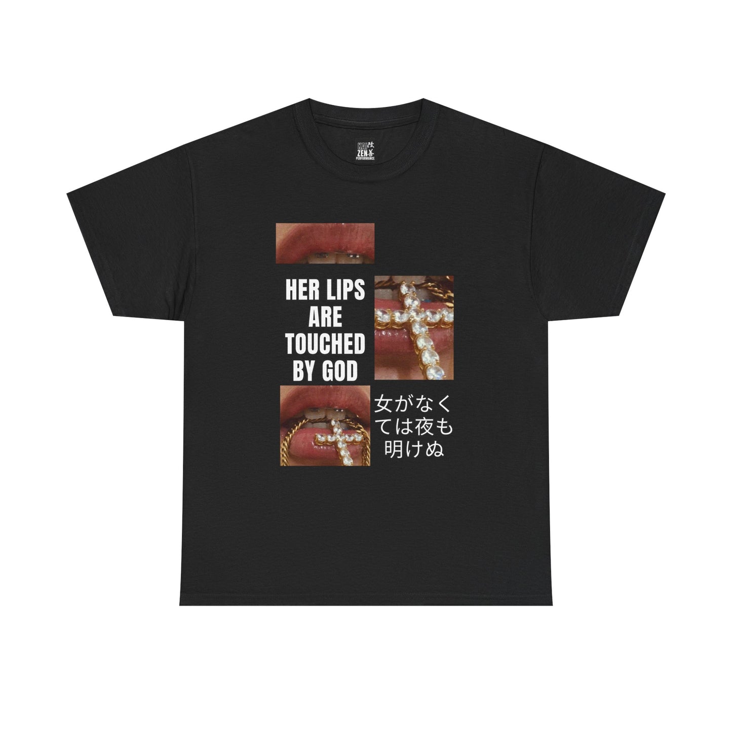 Graphic Tee — "Her Lips Are Touched by God" Japanese Aesthetic Streetwear