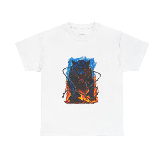 Fierce Flame Wolf Tee, Graphic T-Shirt, Animal Lover Gift, Unisex Casual Wear, Streetwear, Unique Artwork Apparel