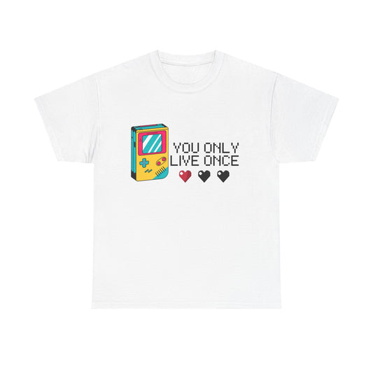 Retro Game Console Tee - 'You Only Live Once' Motivational T-Shirt