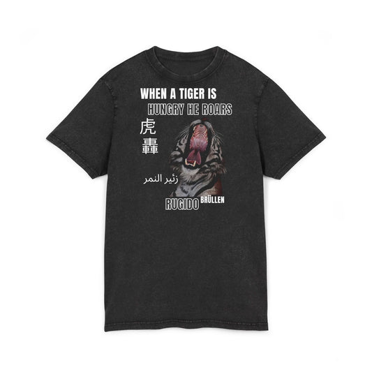 T-Shirt - Tiger Roar Different Countries Acid Washed Round Neck Tee