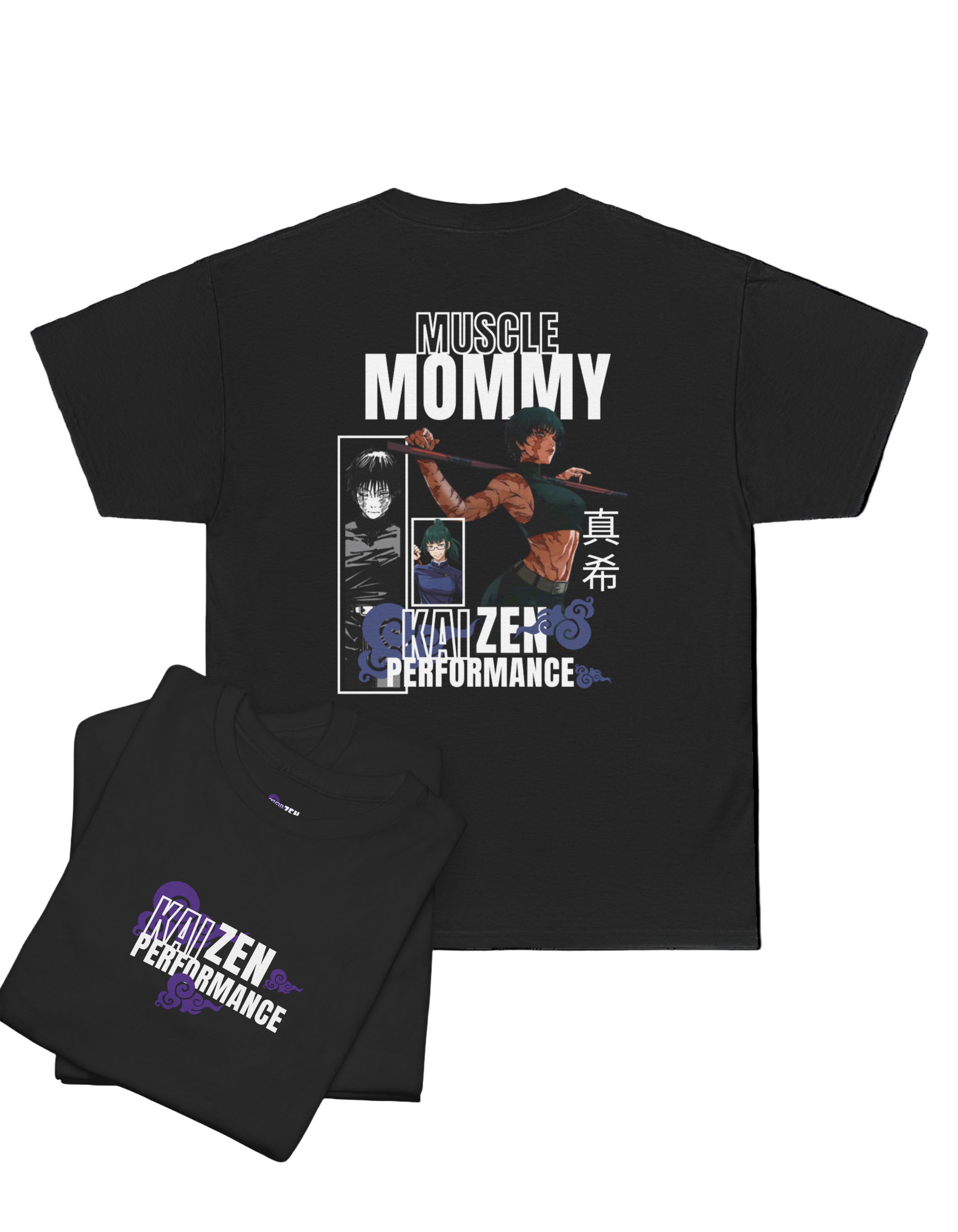 Black t shirt muscle mommy Maki Zenin inspired by JJK