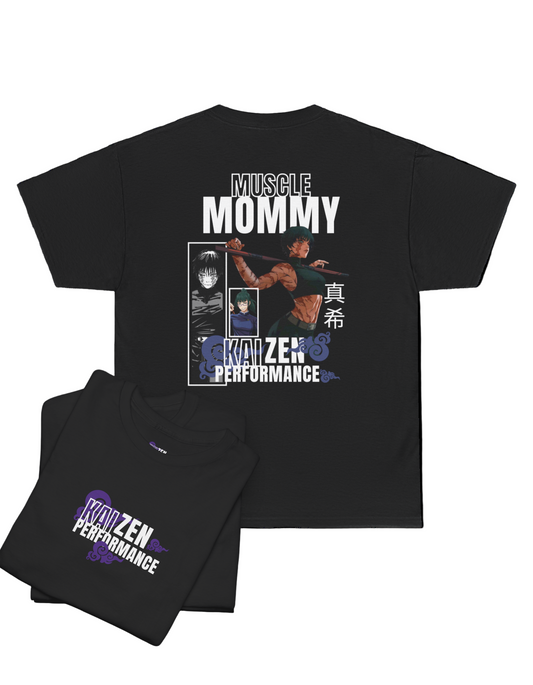 Black t shirt muscle mommy Maki Zenin inspired by JJK