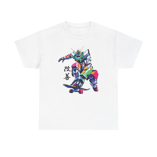 Gundam  Mecha Skateboard Unisex Heavy Cotton Tee - Anime Streetwear for Fans