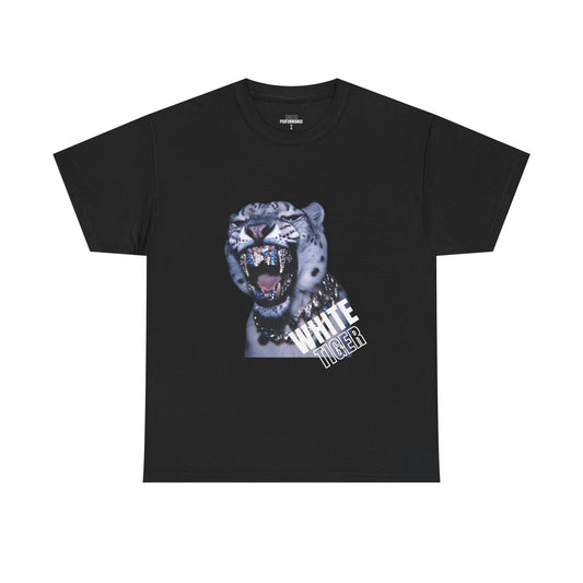 Fierce White Tiger Graphic Tee, Trendy Unisex Cotton Shirt, Animal Lover Gift, Streetwear Style, Unique Casual Wear