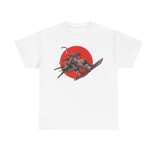 Japanese Samurai Skateboarding Unisex Heavy Cotton Tee