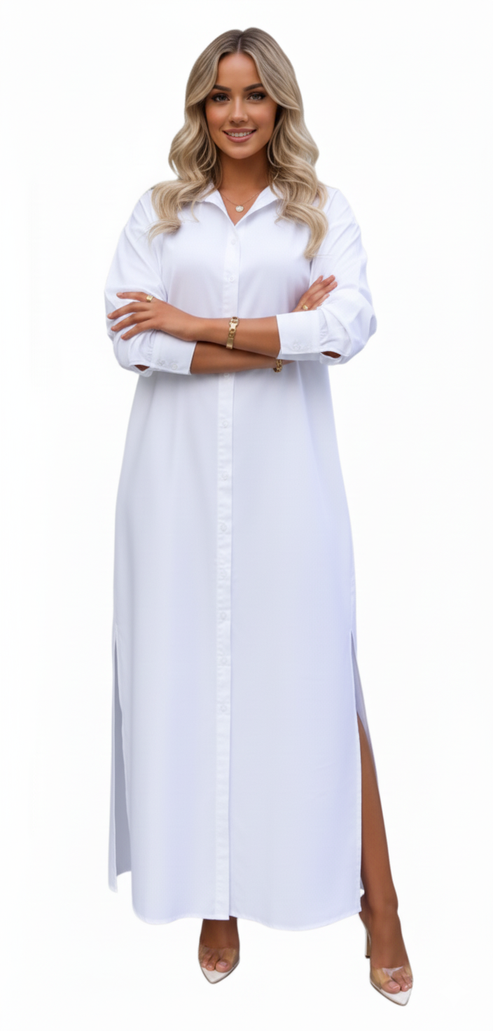 Cut-Out Cotton Long Sleeve Blouse