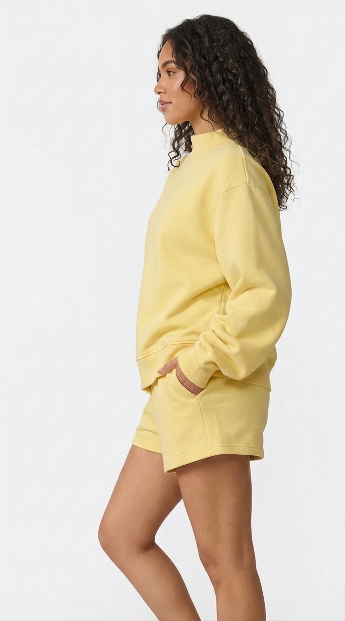 Lemon 2 Piece Oversized Fleece Sweatshirt & Shorts Set