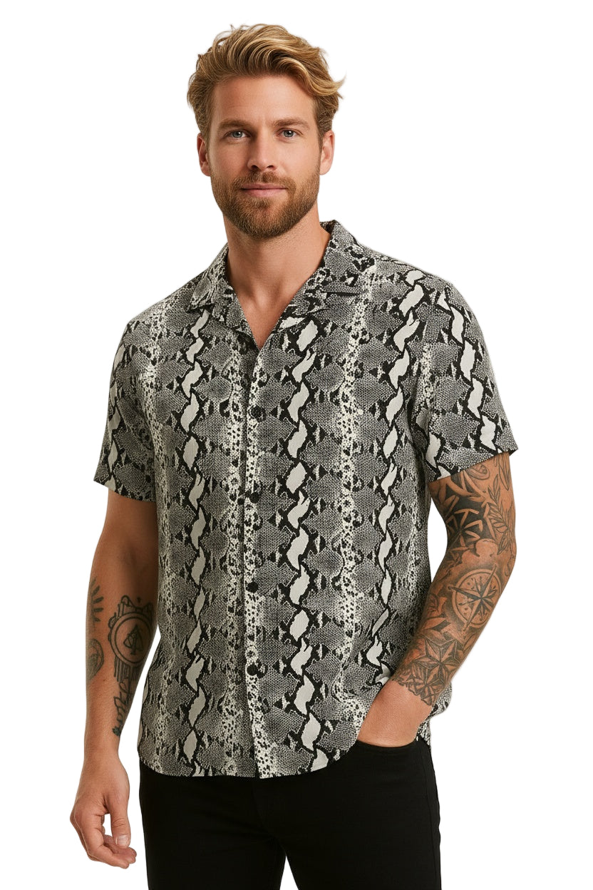 Men's Short Sleeve Loose Snake Shirt