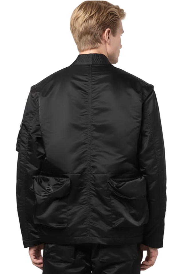 Men’s kimono-style bomber jacket with 4 pockets from behind
