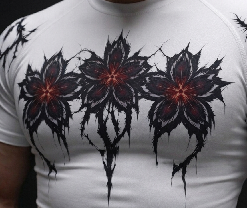 White Sakura Tribal Compression Shirt – Japanese Cherry Blossom variant 1