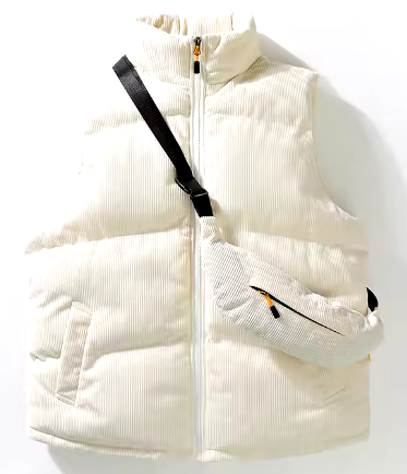 Stijlvolle Witte Bodywarmer met Handige Tas