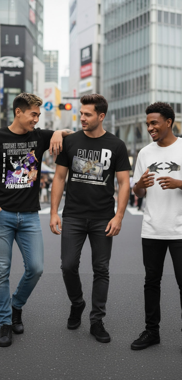 Collection of unisex graphic T-shirts featuring unique prints, streetwear-inspired artwork, and minimalist modern designs