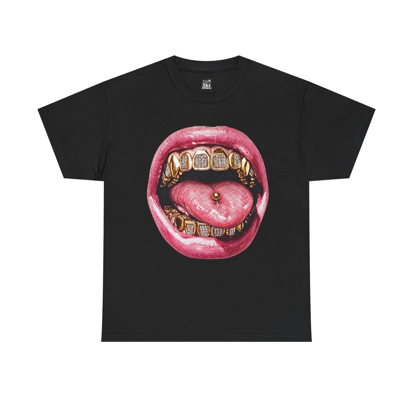 Graphic Tee — Gold Grill Tongue Art Print T-Shirt