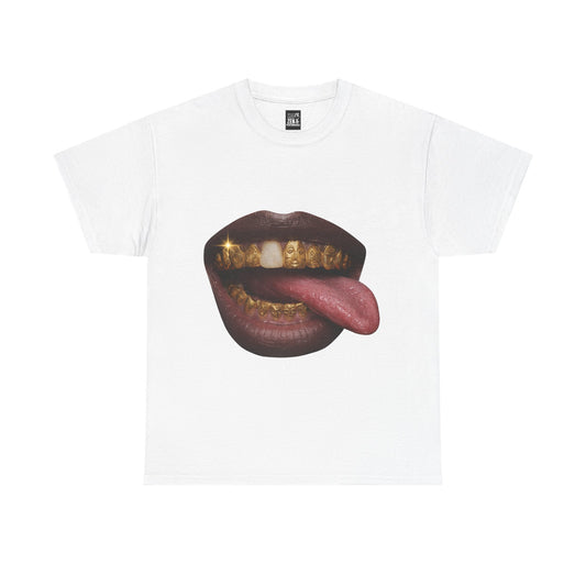 Graphic Tee — Gold Grill Lips Tongue