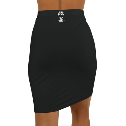 Women's Mid-Waist Pencil Skirt with Kaizen Kanji