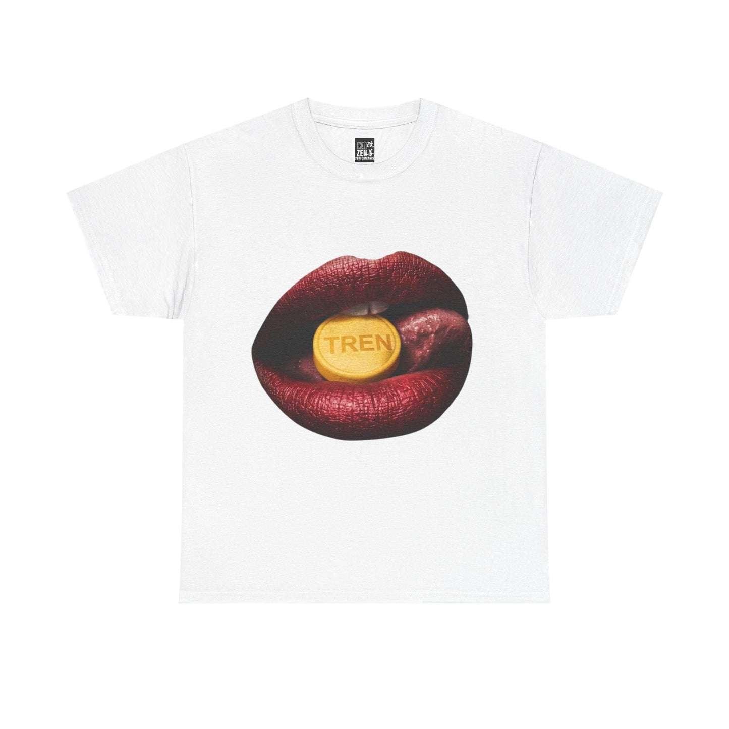 Bodybuilders love Red Lips with ‘TREN’ Pill Graphic