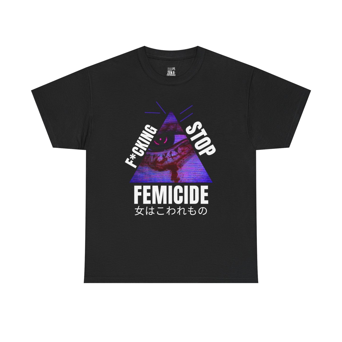 'Femicide' Triangle Graphic Tee with Japanese Text