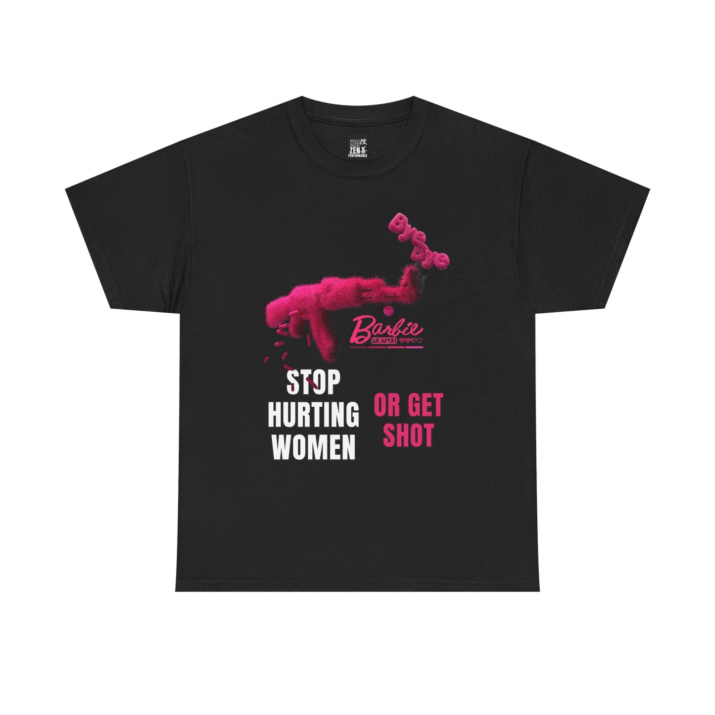 "Stop Hurting Women or Get Shot" Graphic Tee (Pink Gun Design)