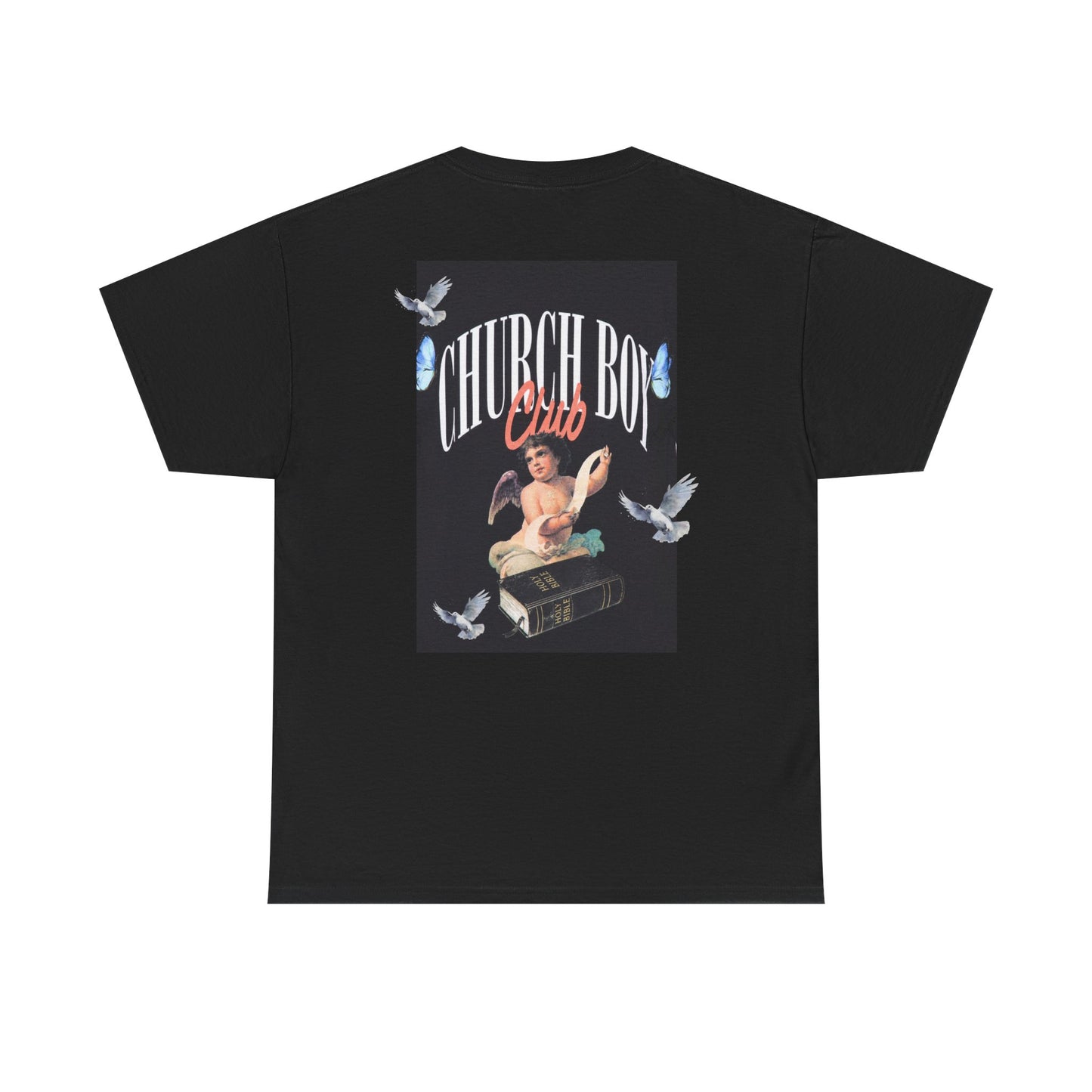 Church Boy Club Graphic Tee — Retro Angel Vintage Religious Design T-Shirt