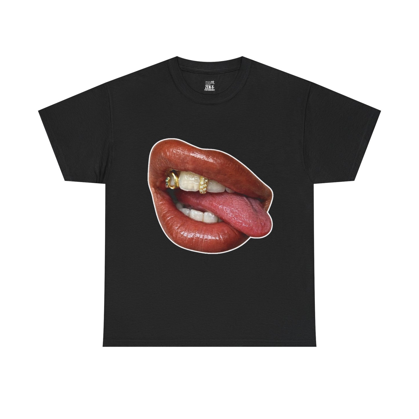 Graphic Gold Grill Lips Tongue Design
