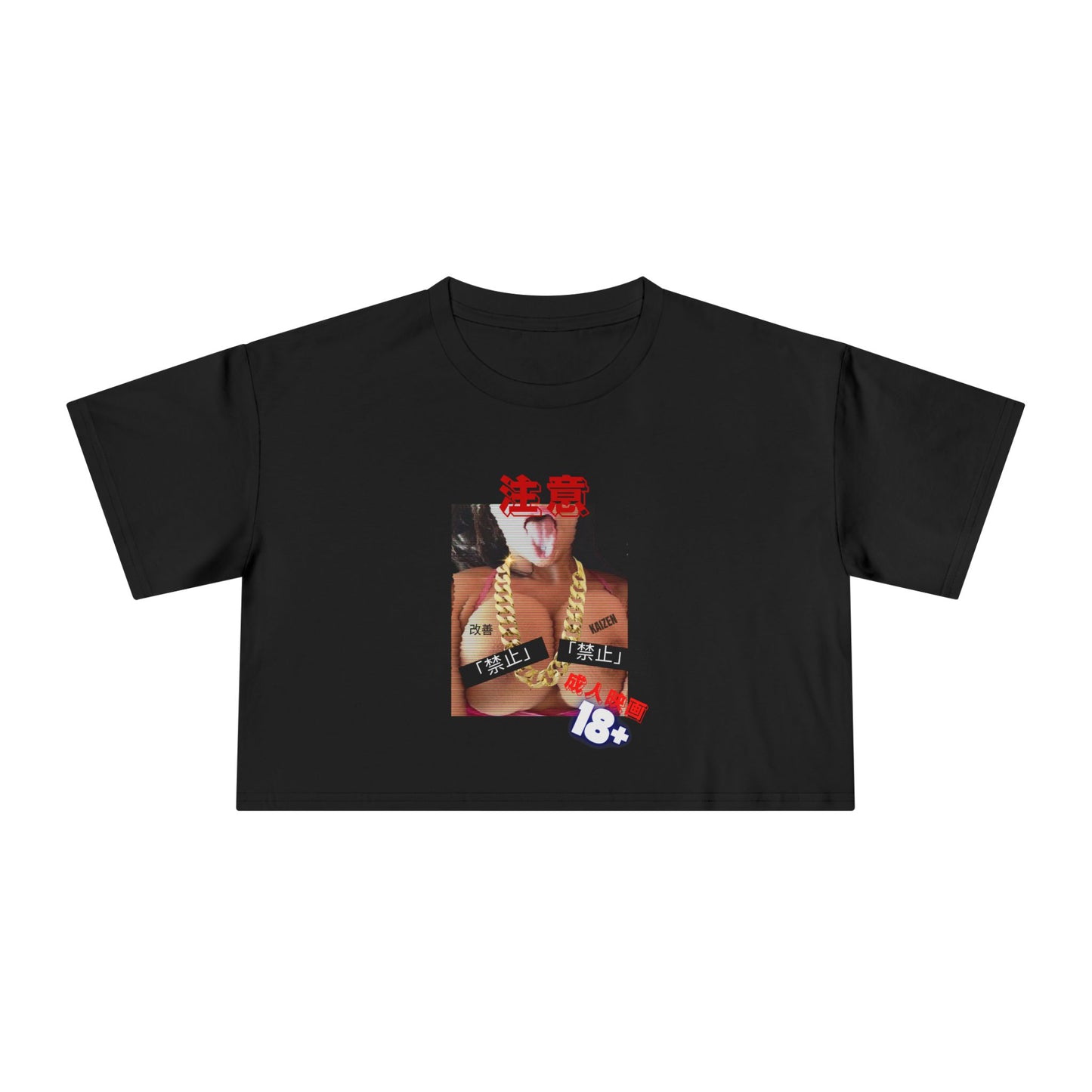 Graphic Woman Censored Boobs R-Rated croptop
