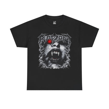 Horror Vamp Graphic Gym Tee — Red-Eyed Fanged Creature T-Shirt
