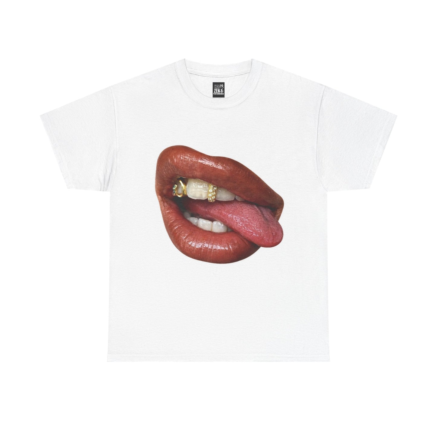 Graphic Gold Grill Lips Tongue Design