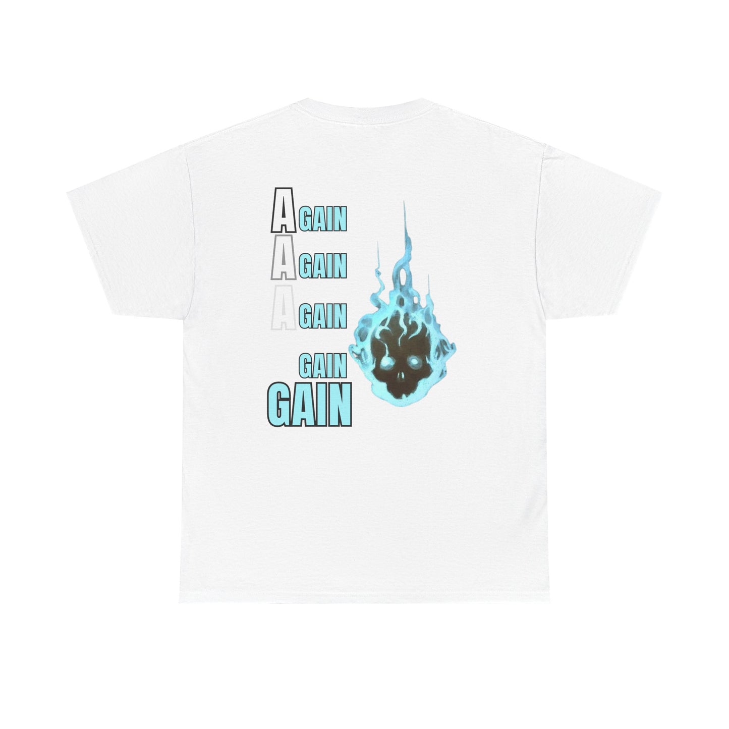 Graphic Tee — Blue Flame "GAIN" Retro Stacked Text