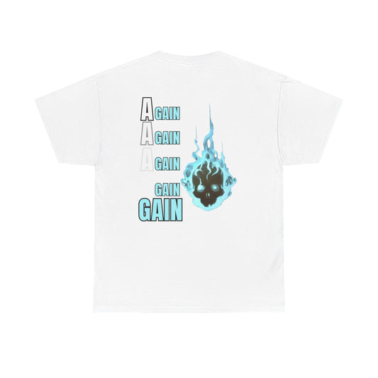 Graphic Tee — Blue Flame "GAIN" Retro Stacked Text