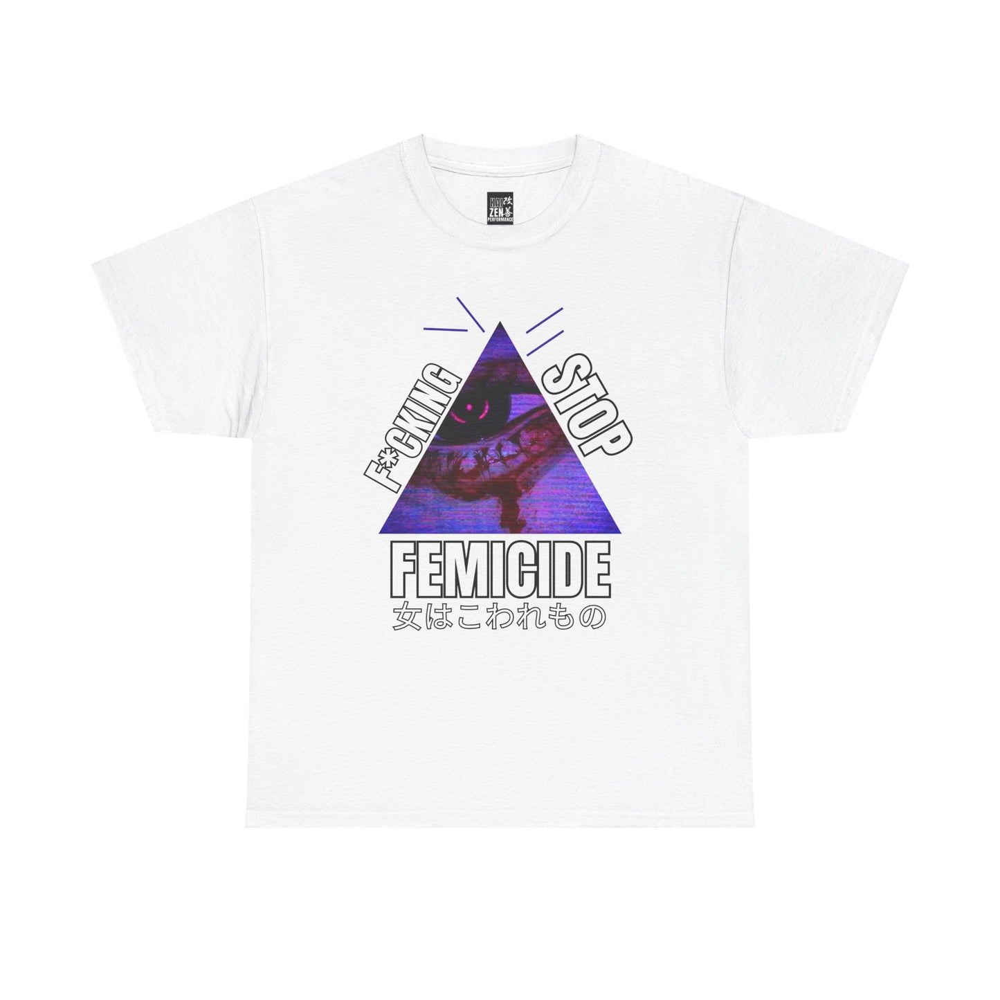 'Femicide' Triangle Graphic Tee with Japanese Text