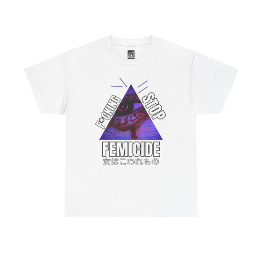 'Femicide' Triangle Graphic Tee with Japanese Text