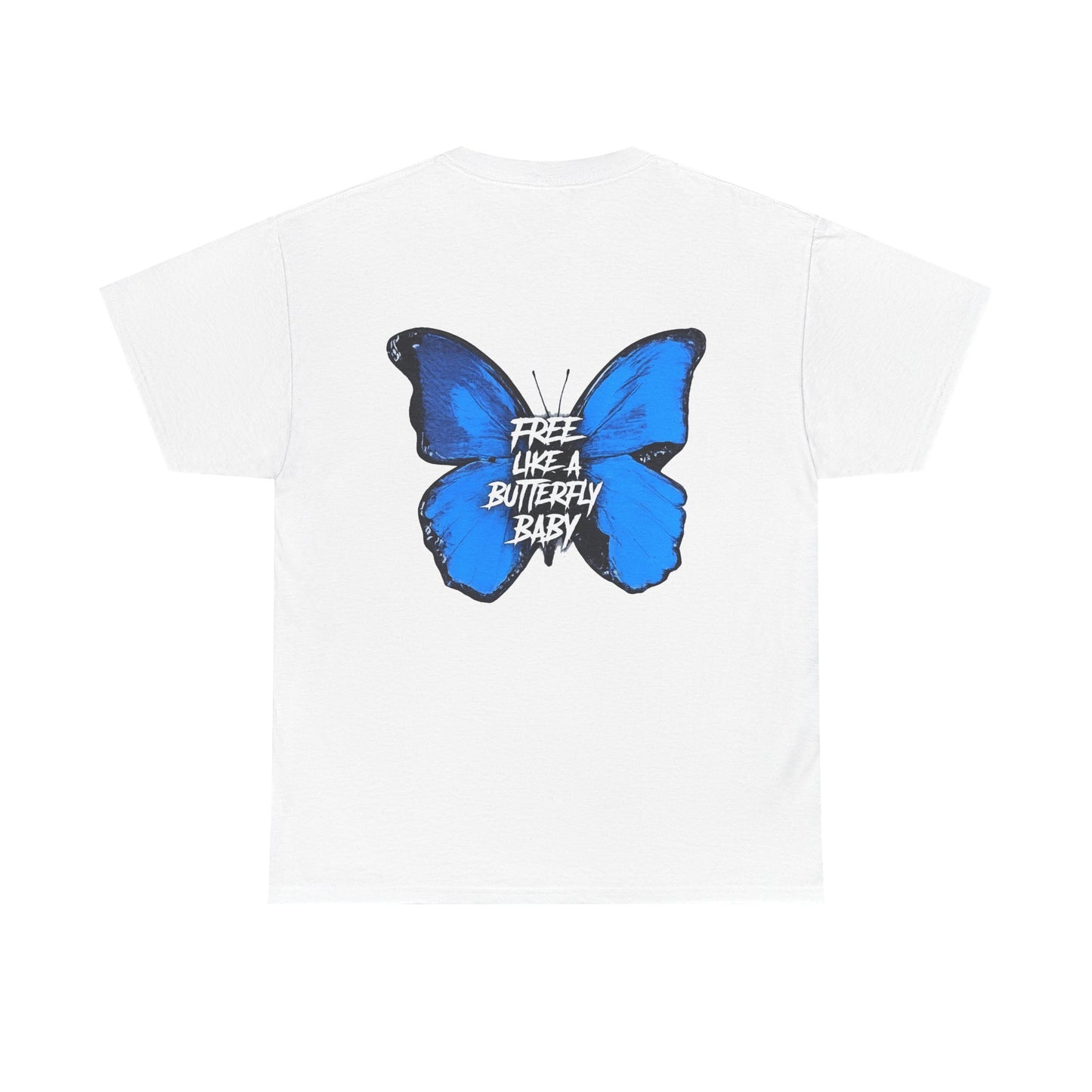 Butterfly Graphic Tee — "Free Like a Butterfly Baby" Back Print