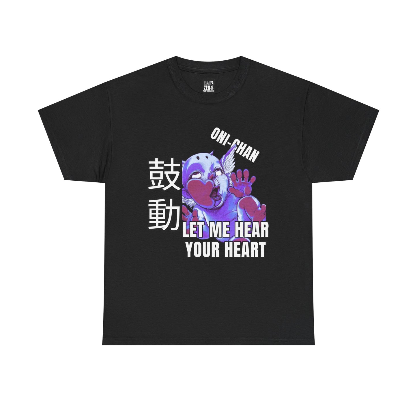 Oni-Chan Heart Tee — “Let Me Hear Your Heartbeat” Graphic T-Shirt