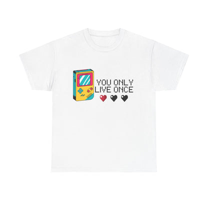 Retro Game Console Tee - 'You Only Live Once' Motivational T-Shirt