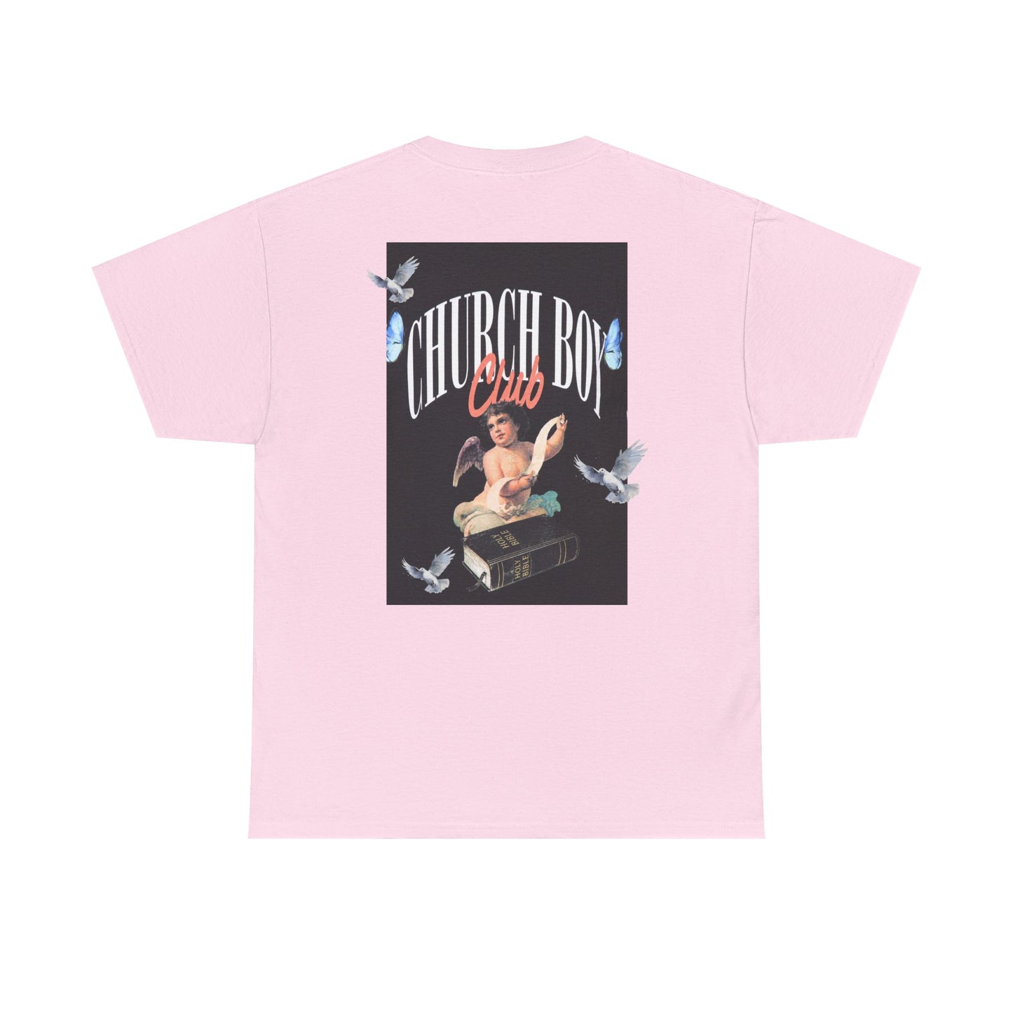 Church Boy Club Graphic Tee — Retro Angel Vintage Religious Design T-Shirt