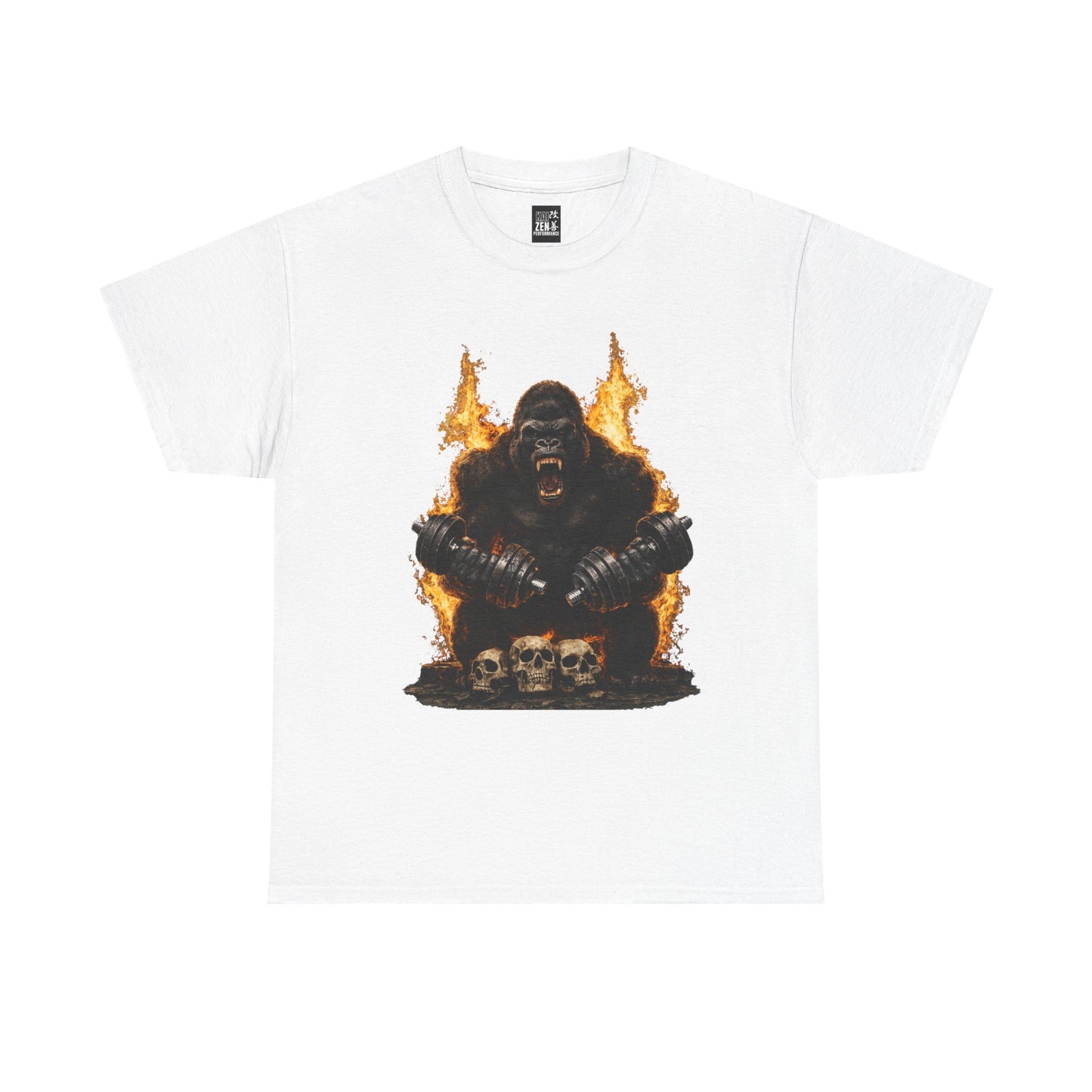 Gorilla Inferno Tee — Fiery Skull King Graphic GYM T-Shirt