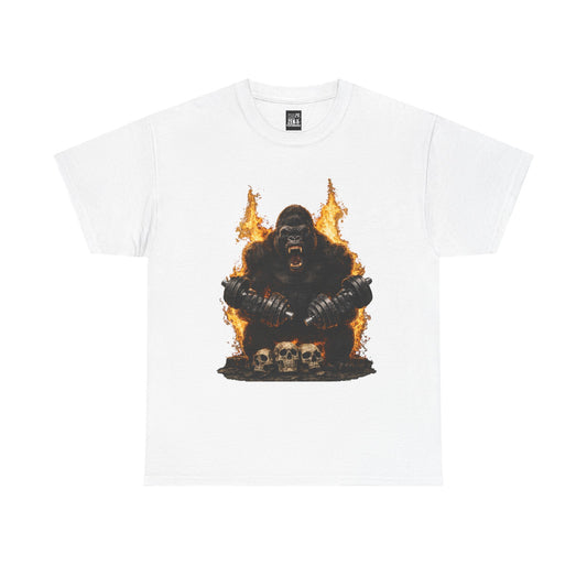 Gorilla Inferno Tee — Fiery Skull King Graphic GYM T-Shirt