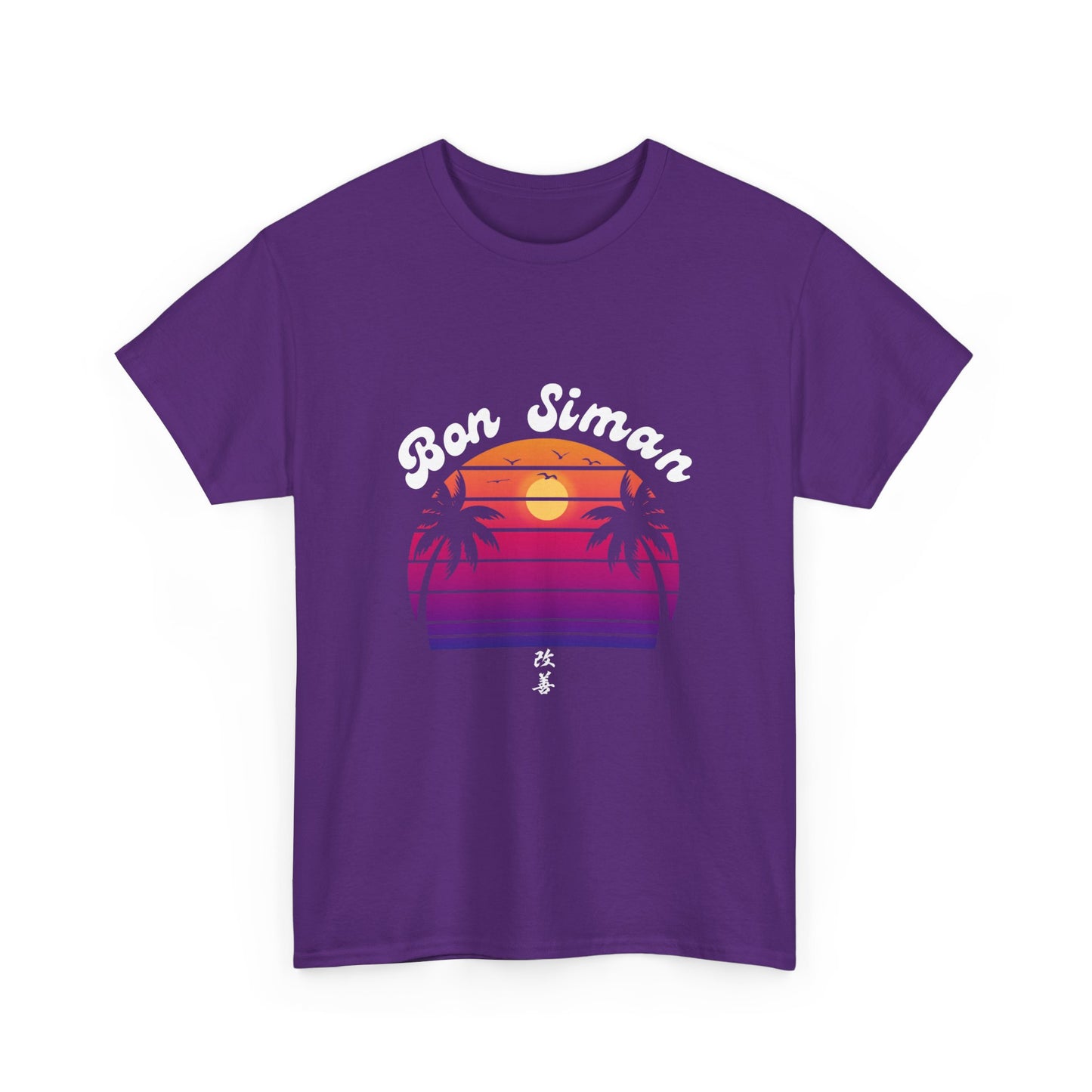 Bon Simon Sunset Unisex Heavy Cotton Tee - Perfect for Beach Lovers