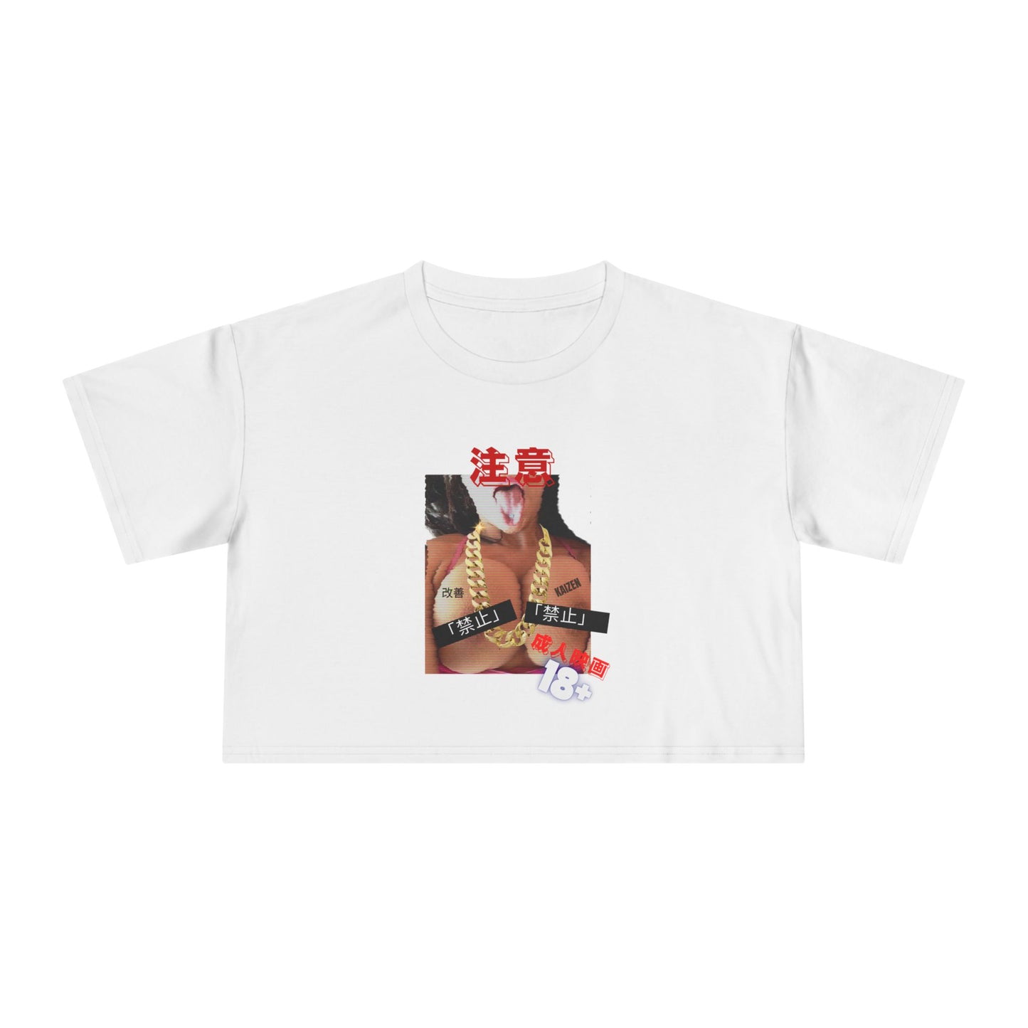 Graphic Woman Censored Boobs R-Rated croptop
