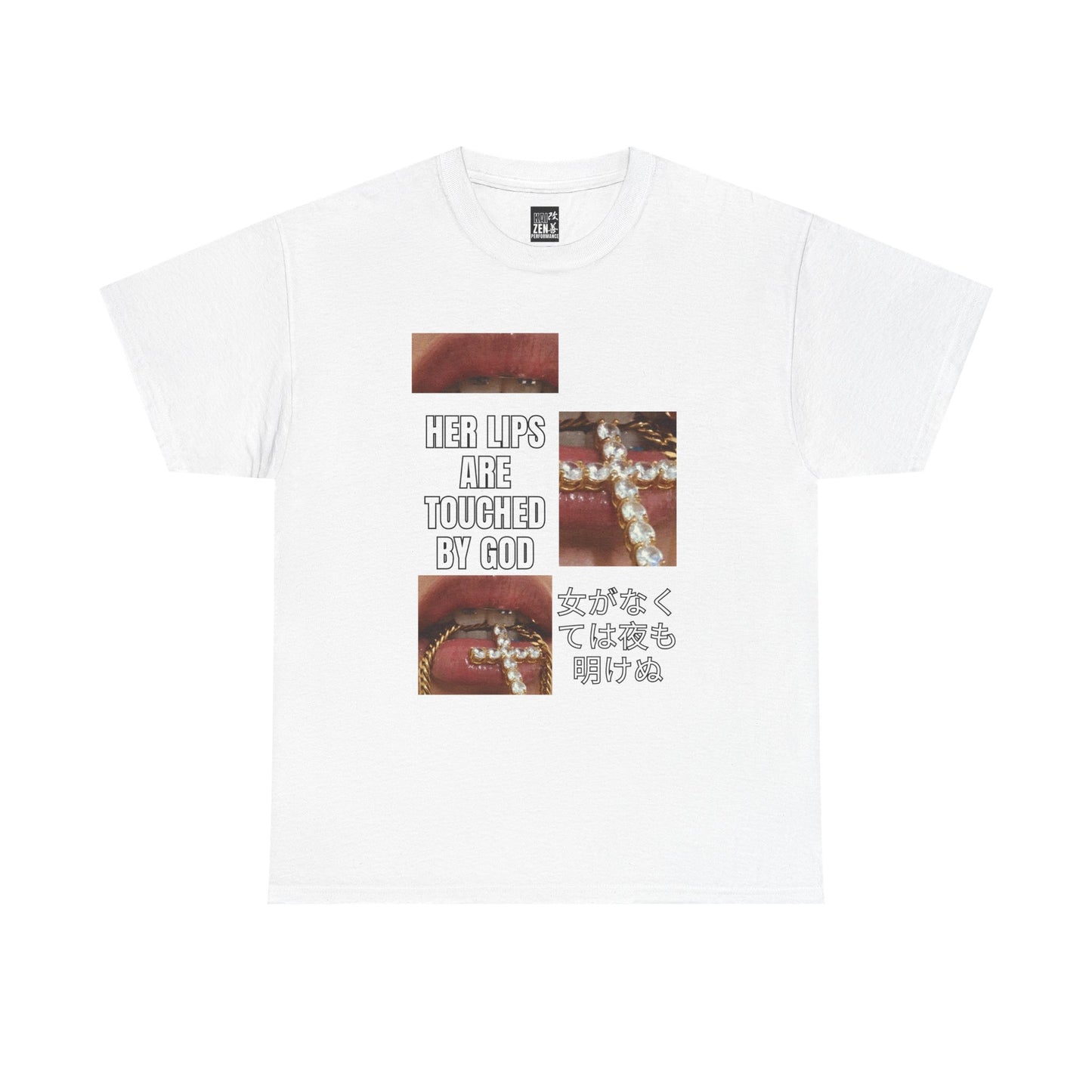 Graphic Tee — "Her Lips Are Touched by God" Japanese Aesthetic Streetwear