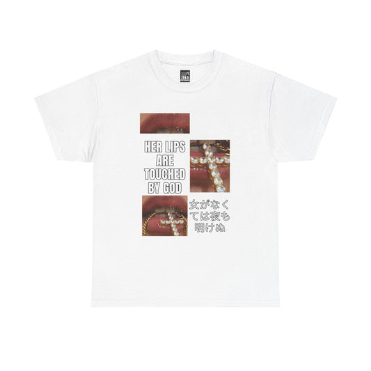 Graphic Tee — "Her Lips Are Touched by God" Japanese Aesthetic Streetwear