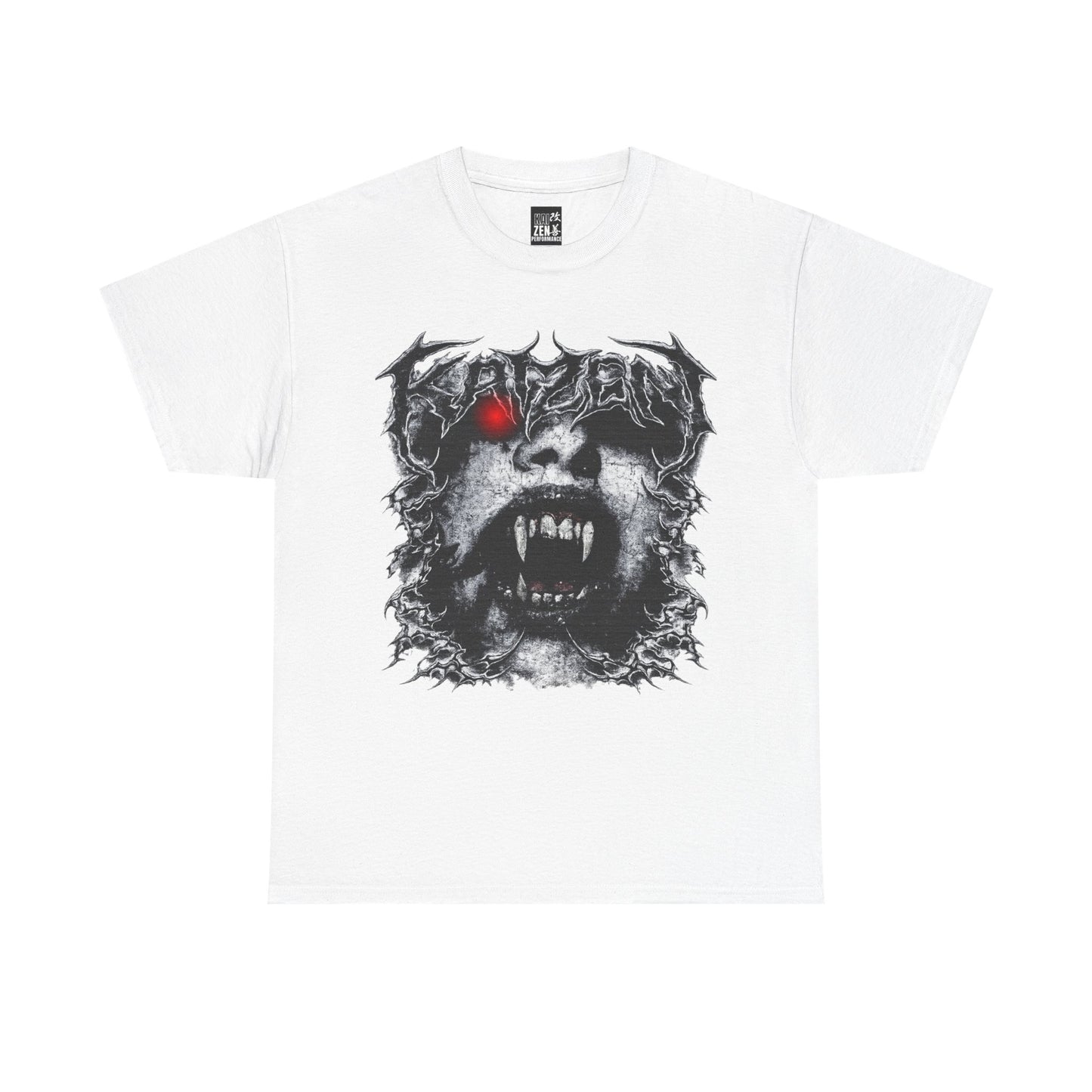Horror Vamp Graphic Gym Tee — Red-Eyed Fanged Creature T-Shirt