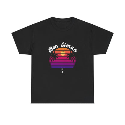 Bon Simon Sunset Unisex Heavy Cotton Tee - Perfect for Beach Lovers
