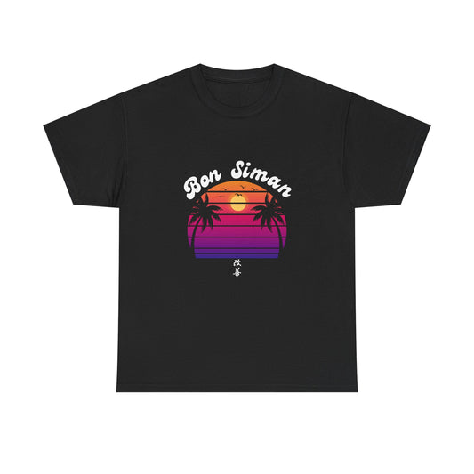 Bon Simon Sunset Unisex Heavy Cotton Tee - Perfect for Beach Lovers