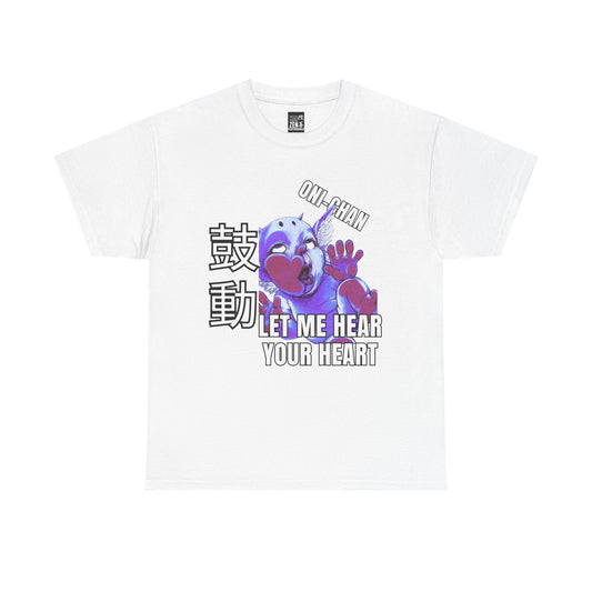 Oni-Chan Heart Tee — “Let Me Hear Your Heartbeat” Graphic T-Shirt