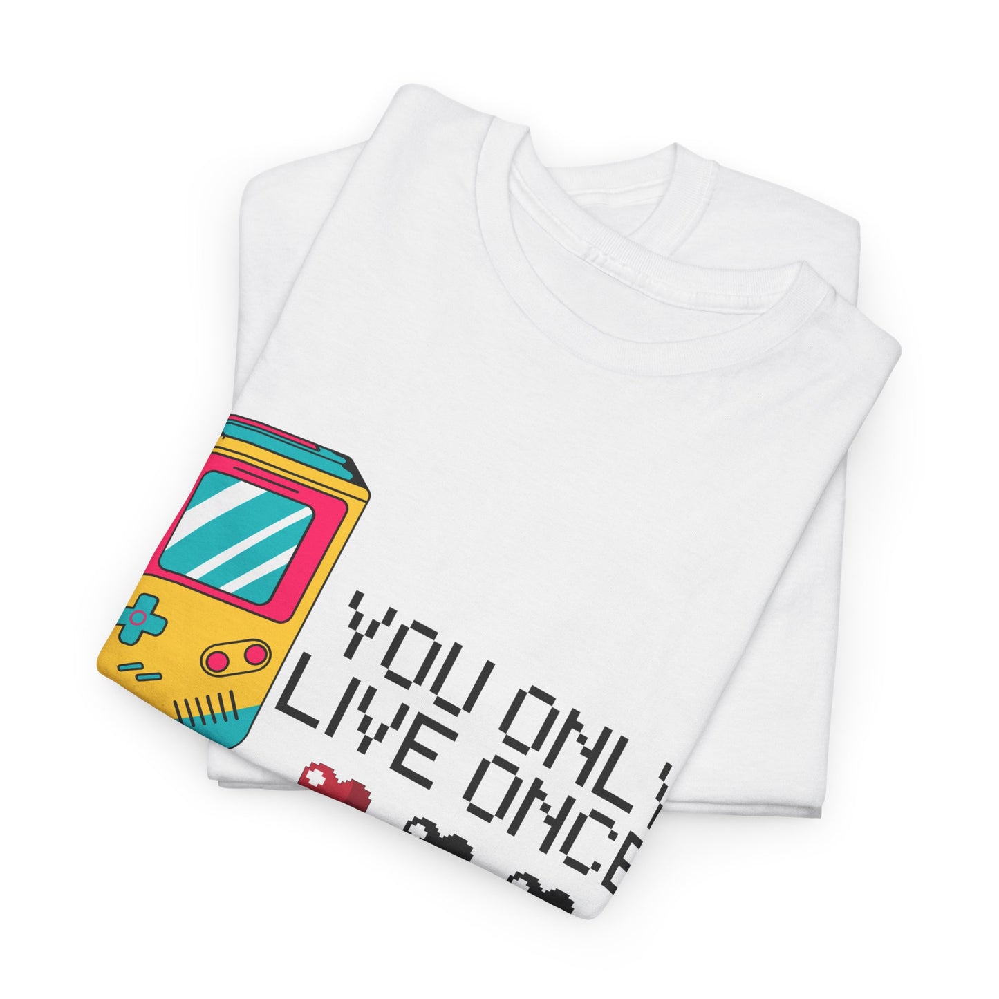 Retro Game Console Tee - 'You Only Live Once' Motivational T-Shirt