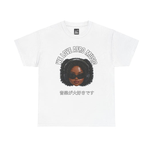Afro Music Lover T‑Shirt — "We Love Afro Music" Graphic Tee with Japanese Text