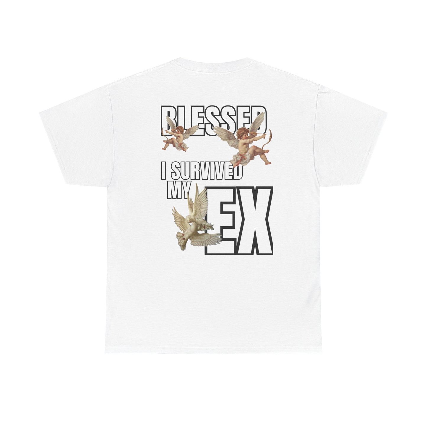 T-Shirt — "Blessed I Survived My Ex" Angel Graphic