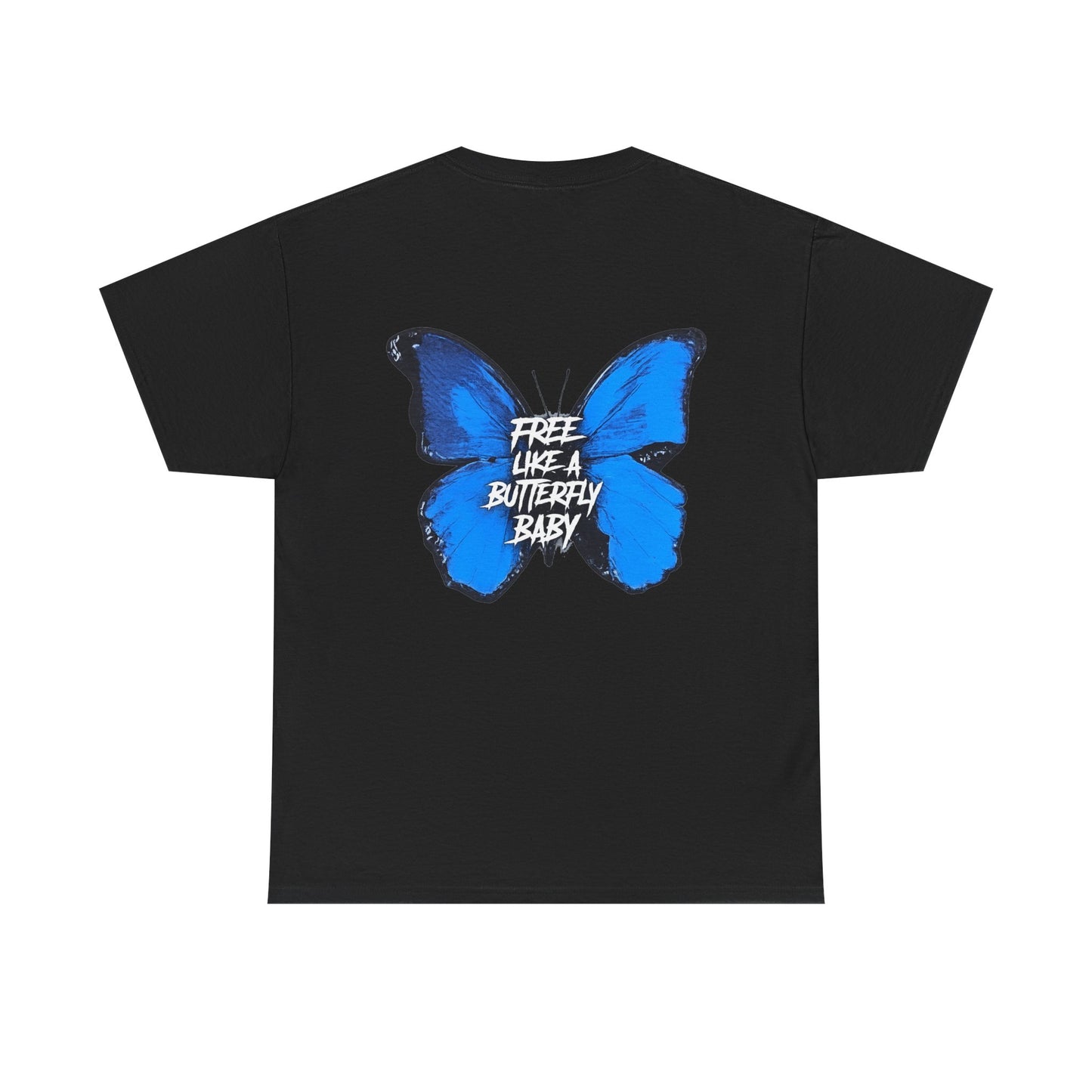 Butterfly Graphic Tee — "Free Like a Butterfly Baby" Back Print